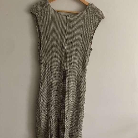 Olive Green Gingham Vintage Dress - Picture 5 of 5